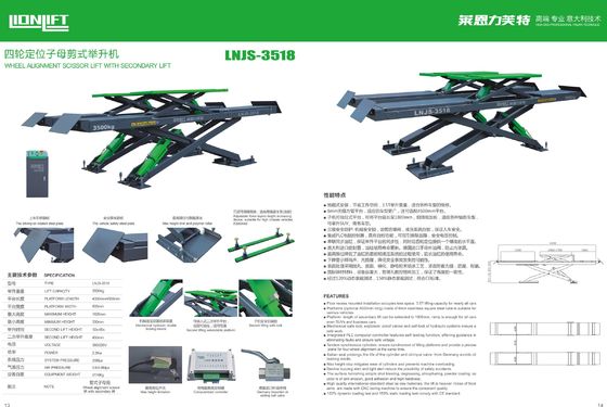 0.6-0.8Mpa Air Pressure Wheel Aligment 3.5T Car Lift Machine